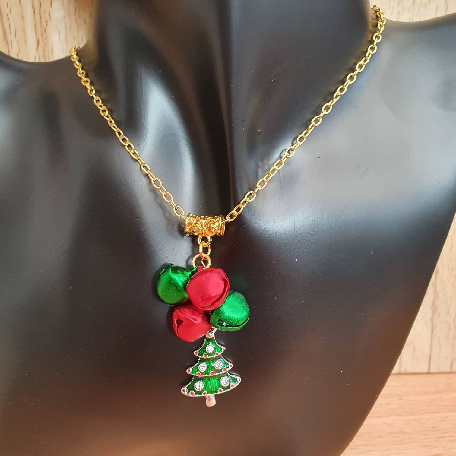 Jingle Bells and christmas tree handmade christmas necklace & Etsy