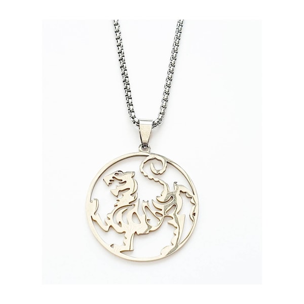 Shotokan karate tiger symbol necklace & pendant, tiger logo, with velvet drawstring gift bag - stainless steel martial arts necklace