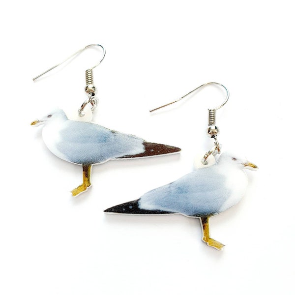 Seagull / Herring gull earrings, complete with gift wrap, gift  bag and gift card if required, seagull gift, seagull jewellery