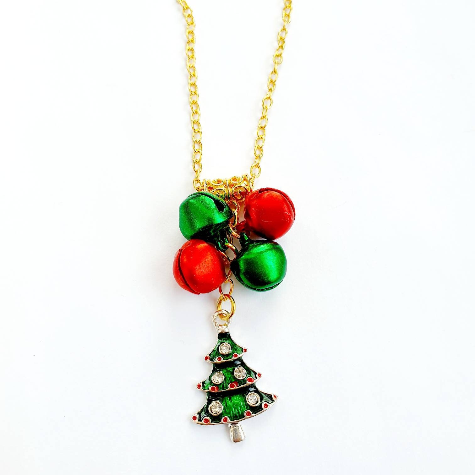 Jingle Bells and christmas tree handmade christmas necklace & Etsy