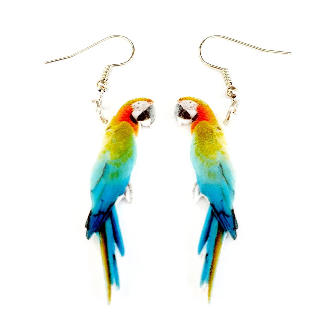 Macaw Parrot Earrings, Drop Dangle or Stud Style, With Free Gift Wrap
