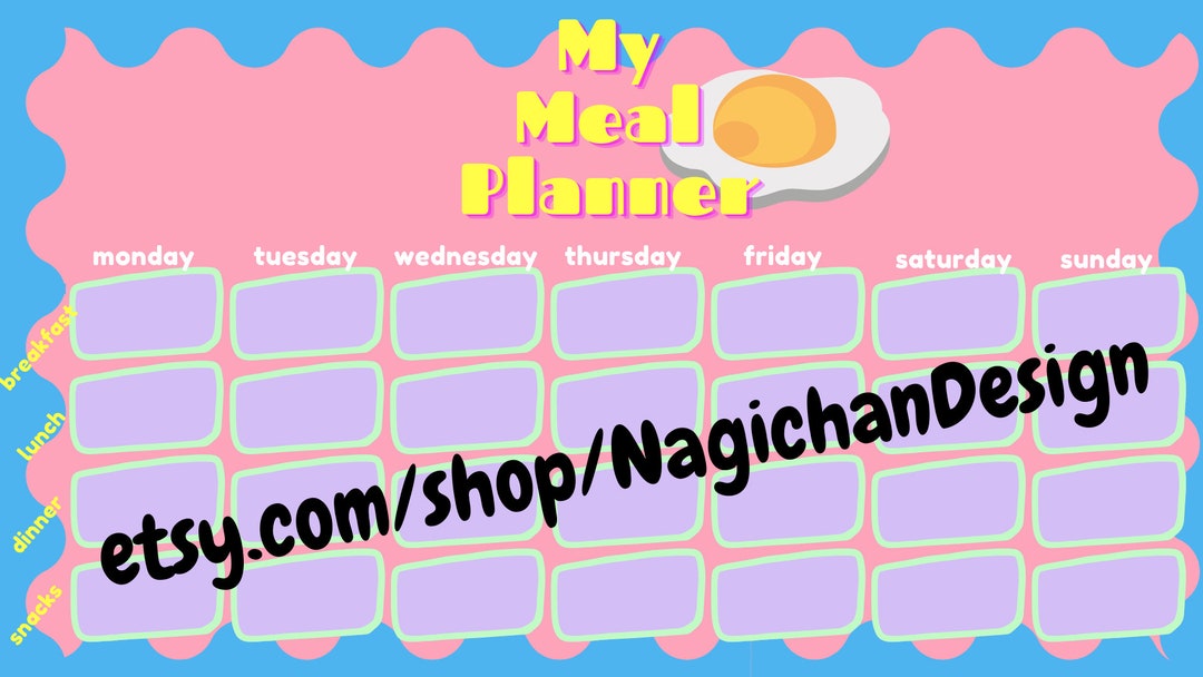 Printable Cute Meal Planner A4 &amp; US Letter Size Worksheet Template ...