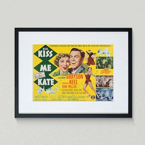 Vintage Movie Poster - Kiss Me Kate - Kathryn Grayson - Howard Keel -  Movie Print
