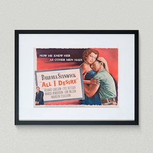 Vintage Movie Poster - All I Desire - Barbara Stanwyck - Richard Carlson -  Movie Print