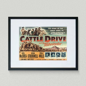 Vintage Movie Poster - Cattle Drive - Joel McCrea - Dean Stockwell -  Movie Print
