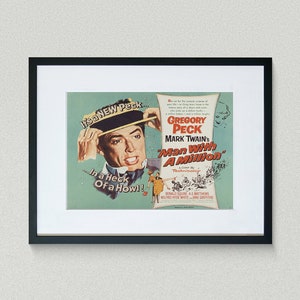 Vintage Movie Poster - Man With a Million - Gregory Peck - Jane Griffiths -  Movie Print