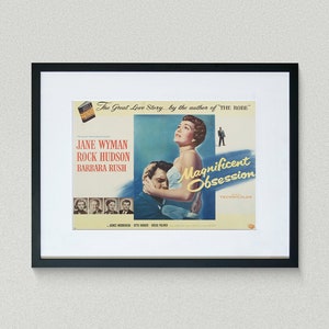 Vintage Movie Poster - Magnificent Obsession - Jane Wyman - Rock Hudson -  Movie Print
