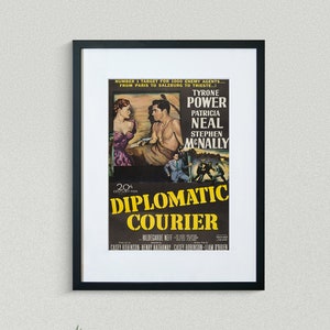 Vintage Movie Poster - Diplomatic Courier - Tyrone Power - Patricia Neal - Movie Print