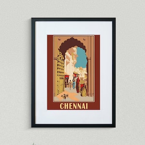 Chennai Travel Print - Asian Travel Poster - Indian Travel Print - Temple Classic Canvass - Vintage Travel Poster - Framed Travel Print