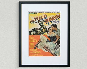 Cartel de la película vintage - El norte salvaje - Stewart Granger - Wendell Corey - Impresión de la película