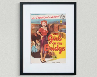 Vintage Movie Poster - The Girl on the Bridge - Beverly Michaels - Hugo Haas -  Movie Print