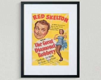 Vintage Movie Poster - The Great Diamond Robbery - Red Skelton - Cara Williams -  Movie Print