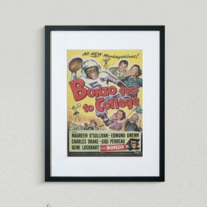 Vintage Movie Poster - Bonzo Goes to College - Maureen O&#39;Sullivan - Edmund Gwenn - Movie Print