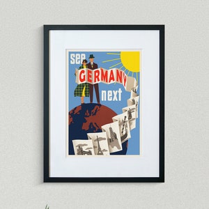Impresión de viajes de Alemania - Cartel de viajes europeo - cartel de turismo - cartel de viaje vintage - impresión de viaje enmarcada