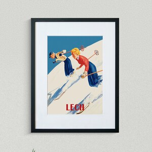 Lech Travel Print - European Travel Poster - Austria Travel Print - Skiing Print - Vintage Travel Poster - Framed Travel Print