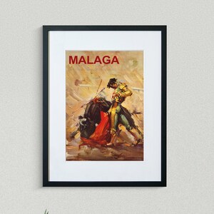 Malaga Travel Print - European Travel Poster - Spain Travel Print - Bullfight Poster - Vintage Travel Poster - Framed Travel Print
