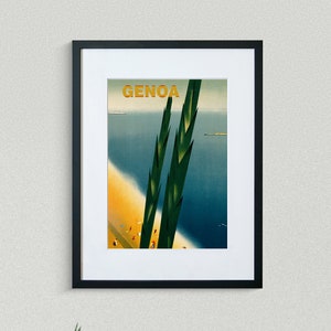 Genoa Travel Print - European Travel Poster - Italian Travel Print - Beach Poster - Vintage Travel Poster - Framed Travel Print