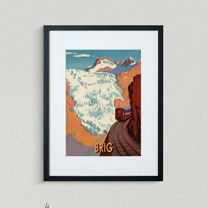 Brig Travel Print - European Travel Poster - Swiss Travel Print - Railway Poster - Vintage Travel Poster - Framed Travel Print