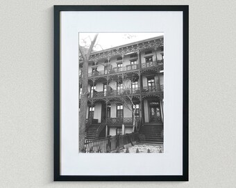 New York Fine Art Prints - Vintage Photos - Wrought Iron Ornament - 112-114 West 11th Street - Manhattan - Black & White Photo