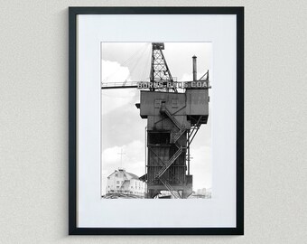 New York Fine Art Prints - Vintage Photos - Burns Brothers Coal elevator - U.S.S. Illinois - West 135th St Pier - Manhattan - Black & White