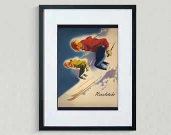 Revelstoke Travel Print - Cartel de viaje de Canadá - Cartel de esquí - Cartel de viaje vintage - Impresión de viaje enmarcada
