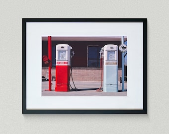 Americana Fine Art Prints - Vintage Photography - Amoco Gas Pumps - Route 30 - Plainview - Nebraska - Framed Art Prints