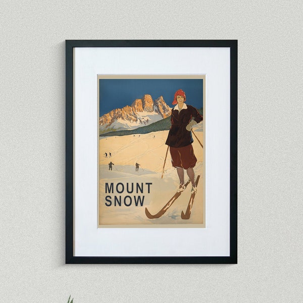 Mount Snow Travel Print - Vermont Travel Poster - Skiing Poster - Vintage Travel Poster - Framed Travel Print