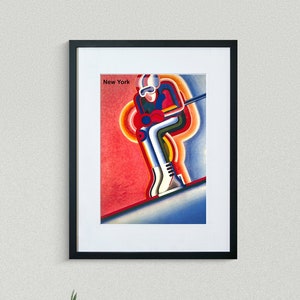 New York Travel Print - Skiing Poster - Vintage Travel Poster - Framed Travel Print