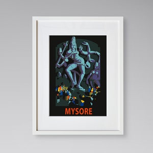 Mysore Travel Print - Asian Travel Poster - Indian Travel Print - Hinduism Poster - Vintage Travel Poster - Framed Travel Print