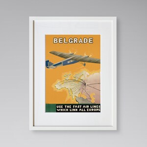 Belgrade Travel Print - European Travel Poster - Serbia Travel Print - Airplane Poster - Vintage Travel Poster - Framed Travel Print