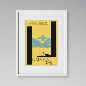 Grand Teton National Park Travel Print - Wyoming Travel Poster - Fishing Wall Art - Vintage Travel Poster - Framed Travel Print