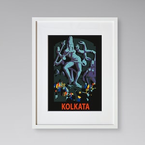Kolkata Travel Print - Asian Travel Poster - Indian Travel Print - Hinduism Poster - Vintage Travel Poster - Framed Travel Print