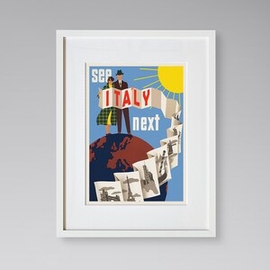 Impresión de viajes de Italia - Cartel de viaje europeo - Cartel de turismo - Cartel de viaje vintage - Impresión de viaje enmarcada