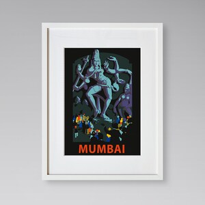 Mumbai Travel Print - Asian Travel Poster - Indian Travel Print - Hinduism Poster - Vintage Travel Poster - Framed Travel Print