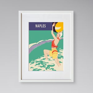 Naples Travel Print - European Travel Poster - Italian Travel Print - Beach Poster - Vintage Travel Poster - Framed Travel Print