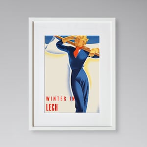 Lech Travel Print - European Travel Poster - Austria Travel Print - Skiing Print - Vintage Travel Poster - Framed Travel Print