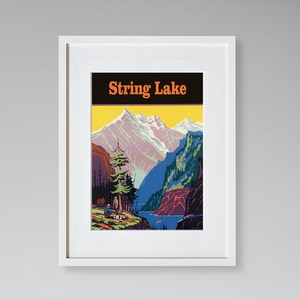 String Lake Travel Print - Wyoming Travel Poster - Grand Teton National Park - Vintage Travel Poster - Framed Travel Print