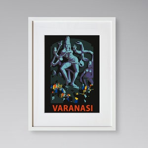 Varanasi Travel Print - Asian Travel Poster - Indian Travel Print - Hinduism Poster - Vintage Travel Poster - Framed Travel Print