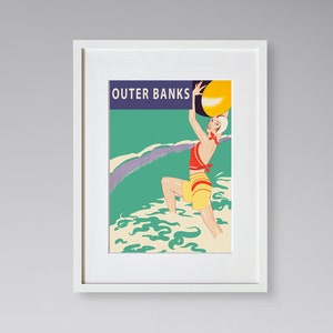 Outer Banks Travel Print - North Carolina Travel Poster - Beach Poster - Vintage Travel Poster - Framed Travel Print