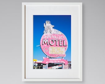 Americana Fine Art Prints - Vintage Photography - Sun Valley Motel Sign - Alameda Street - Route 90 - El Paso - Texas - Framed Art Prints