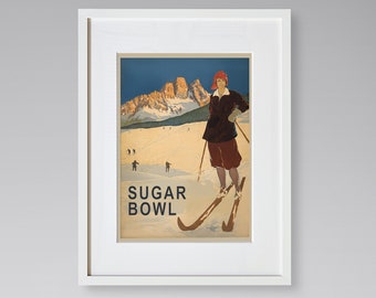 Sugar Bowl Travel Print - California Travel Poster - Skiing Poster - Vintage Travel Poster - Framed Travel Print