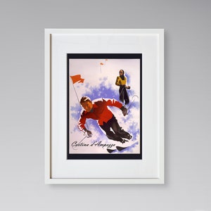 Cortina d’Ampezzo Travel Print - Italy Travel Poster - European Travel Print - Skiing Poster - Vintage Travel Poster - Framed Travel Print