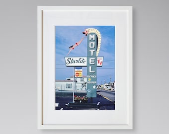 Americana Fine Art Prints - Vintage Photography - Starlite Motel Sign - Old Orchard Beach - Maine - Framed Art Prints