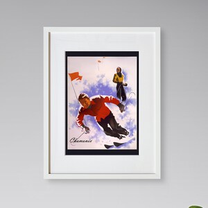 Chamonix Travel Print - France Travel Poster - European Travel Print - Skiing Poster - Vintage Travel Poster - Framed Travel Print