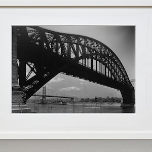Vintage Photos Queens - New York Fine Art Prints - Hell Gate Bridge in Astoria, Queens - by Berenice Abbott - Black & White Photo