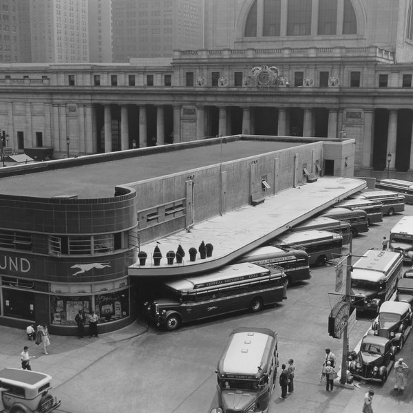 New York Fine Art Photography - NYC Prints - Greyhound Bus Terminal in Midtown Manhattan - by Berenice Abbott - Black & White