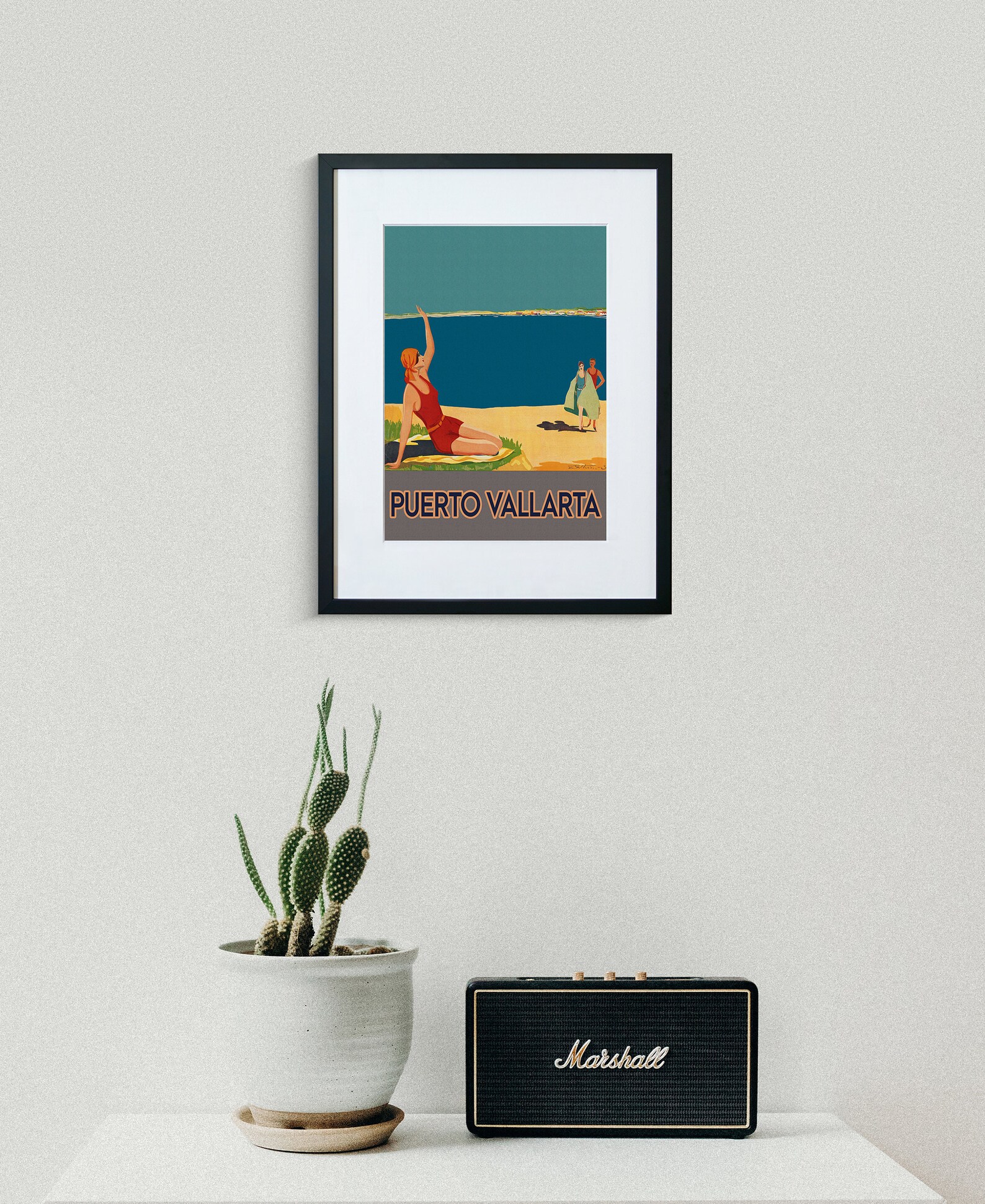 Puerto Vallarta Travel Print Mexico Travel Poster Beach Poster Vintage