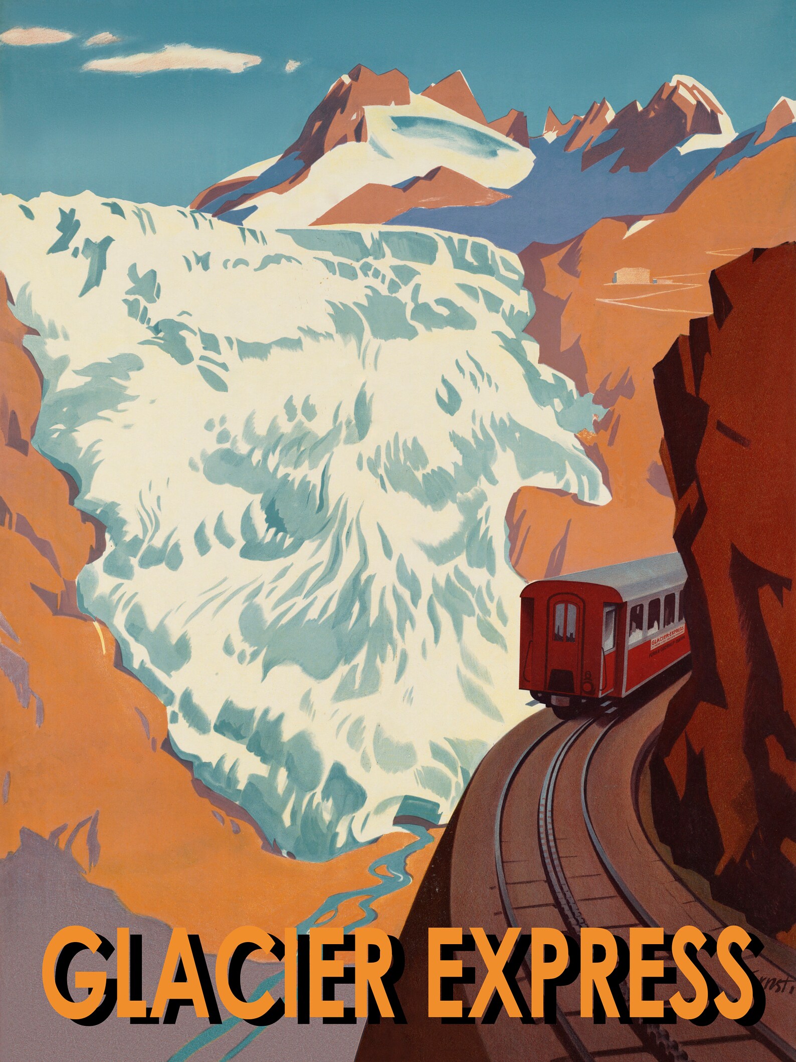 Glacier Express Travel Print European Travel Poster Swiss Etsy