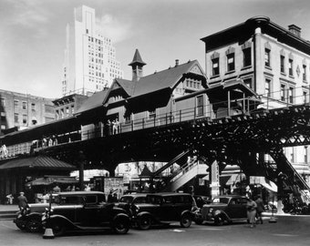 New York Fine Art Photography - NYC Prints - Hanover Square in Manhattan - by Berenice Abbott - Black & White
