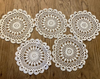 Set Doilies | Vintage Doilies | Set vintage Doilies | Set von fünf Vintage-Doilies